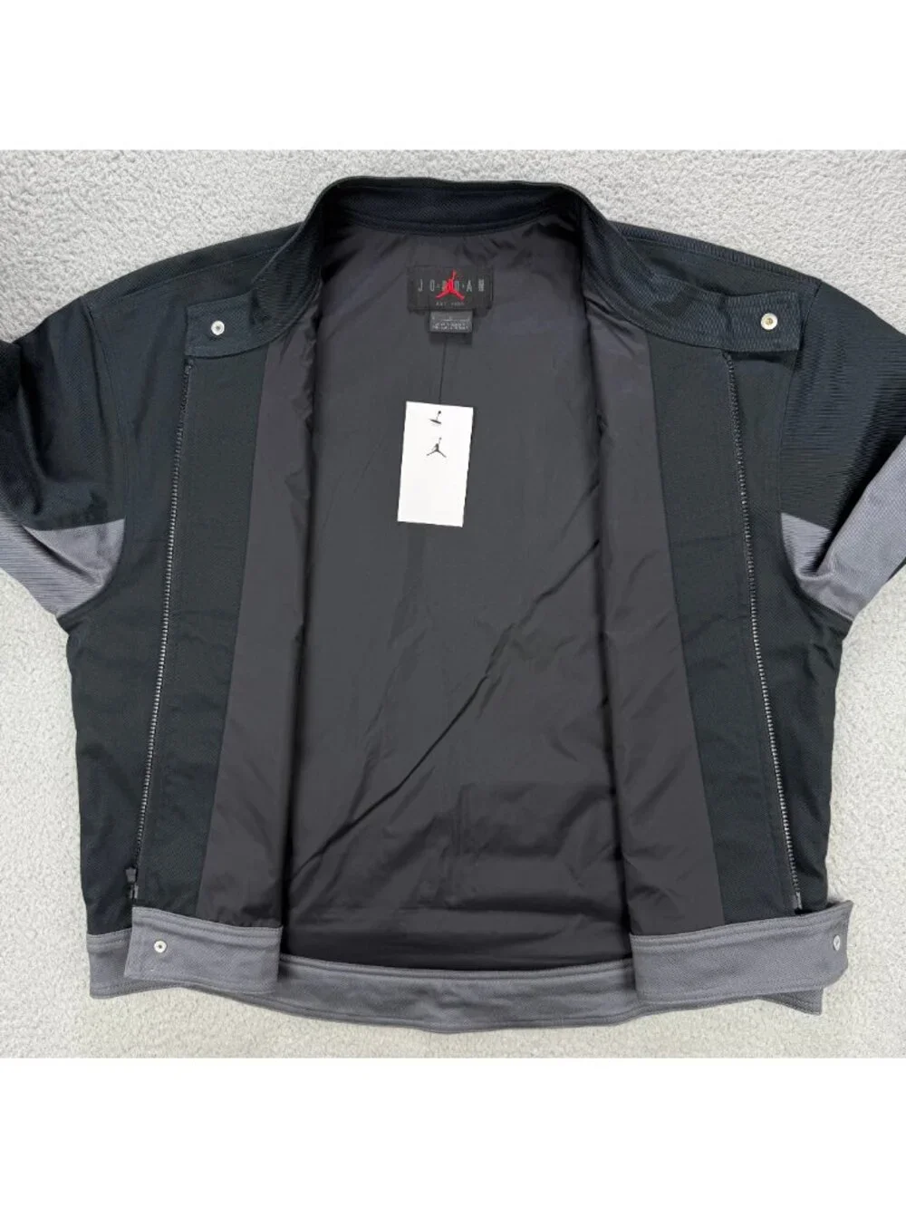 Air Jordan Jacket Men Large Black Grey Brooklyn Motorsport Biker Moto Motorcycle